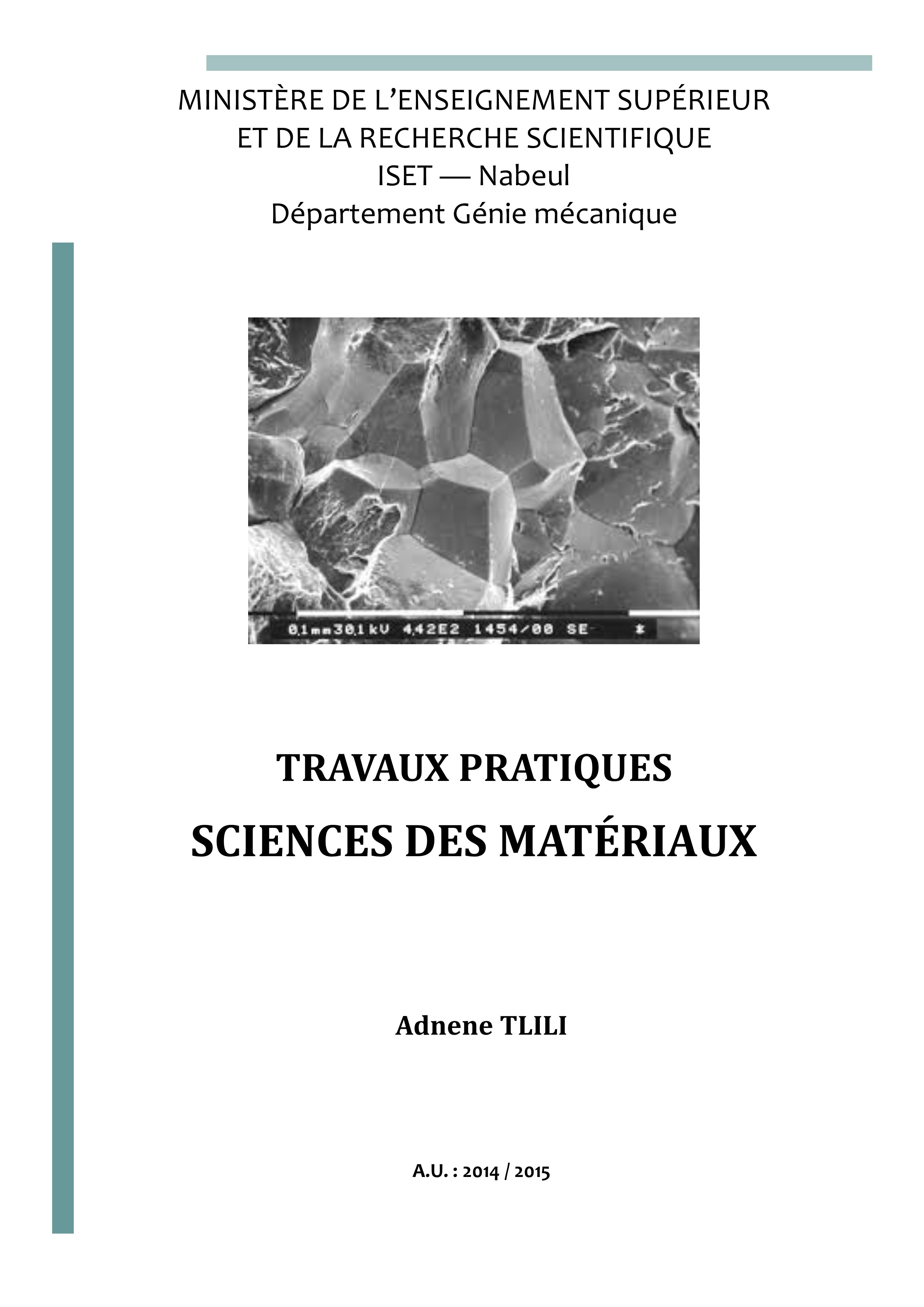 Atelier sciences des matériaux